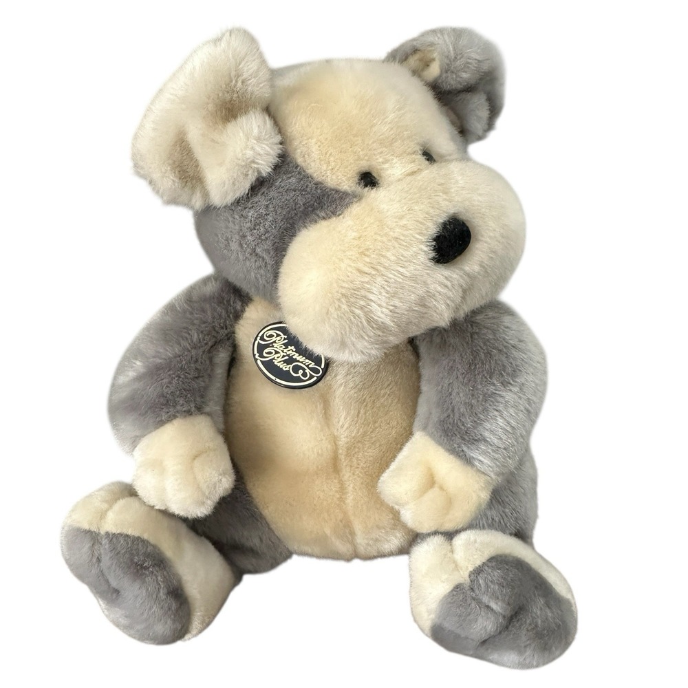 Dan Dee Platinum Plus Puppy Dog Plush Stuffed Animal Toy 15 Inch Gray Rare Thick